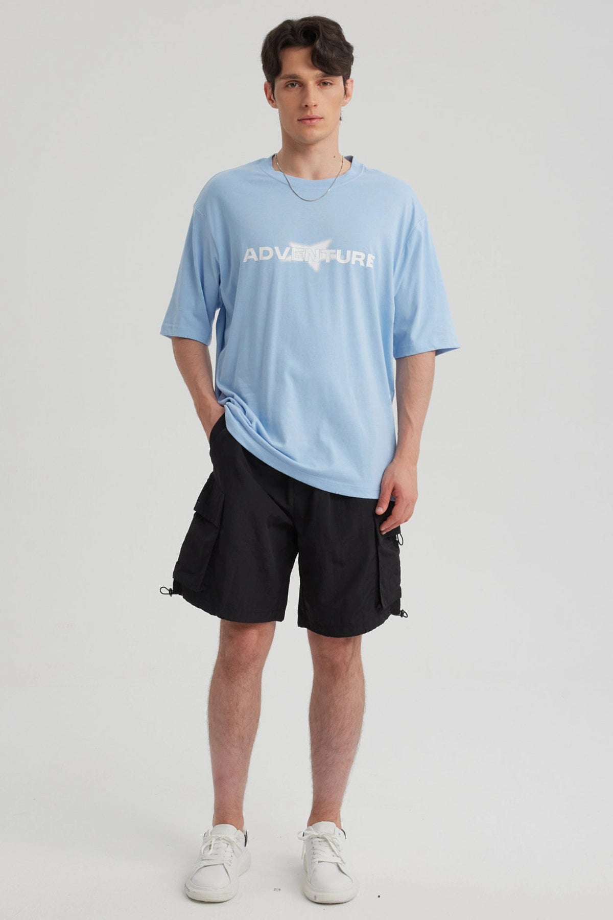 Polera Hombre Estampado Celeste