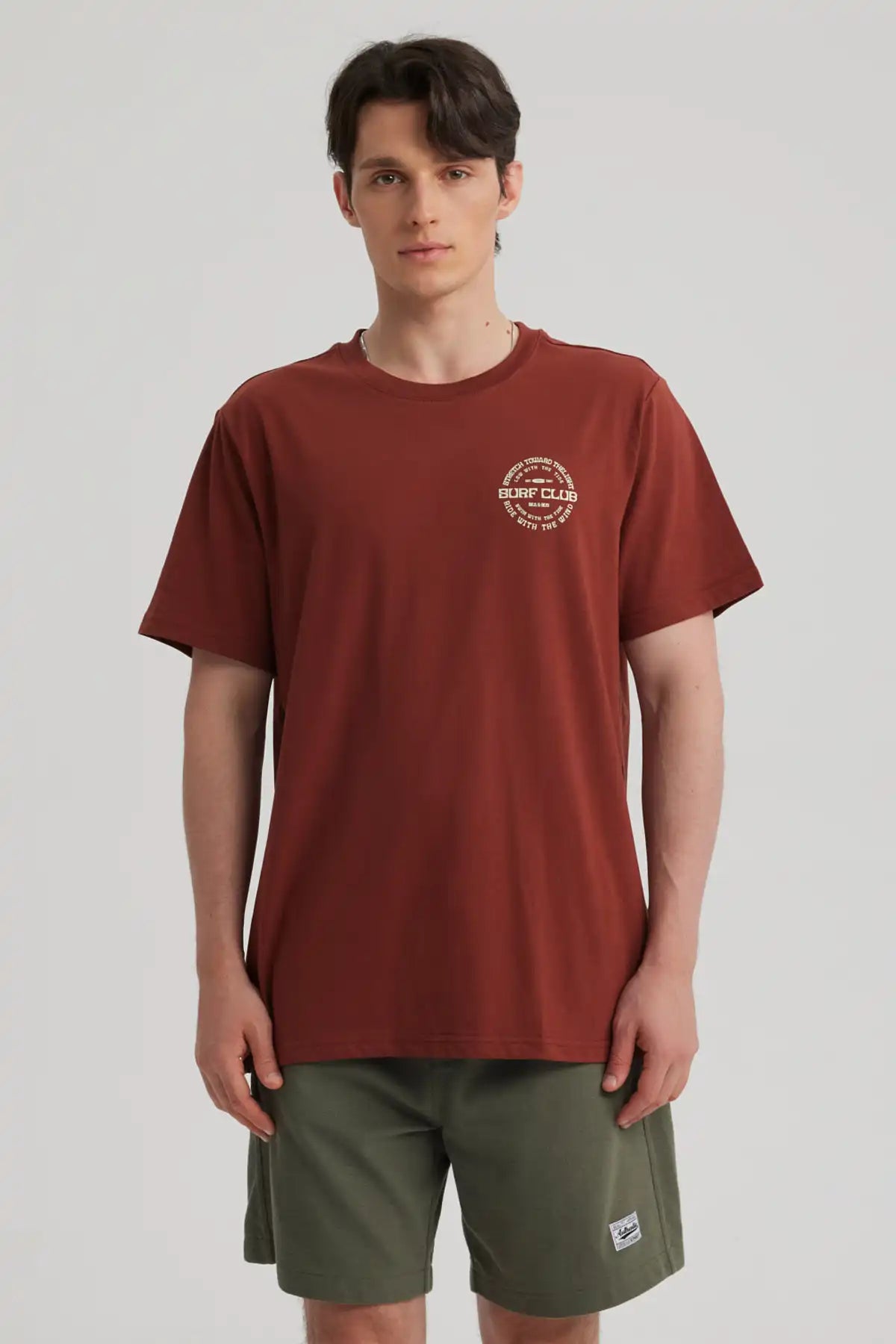Polera Hombre Doble Print Ocre
