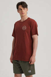 Polera Hombre Doble Print Ocre