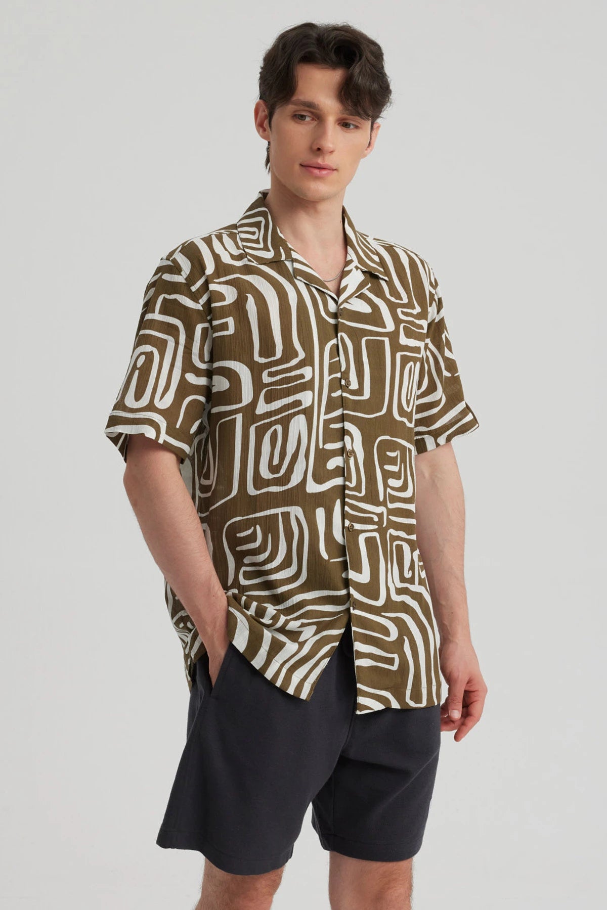 Camisa Hombre Textura Chocolate