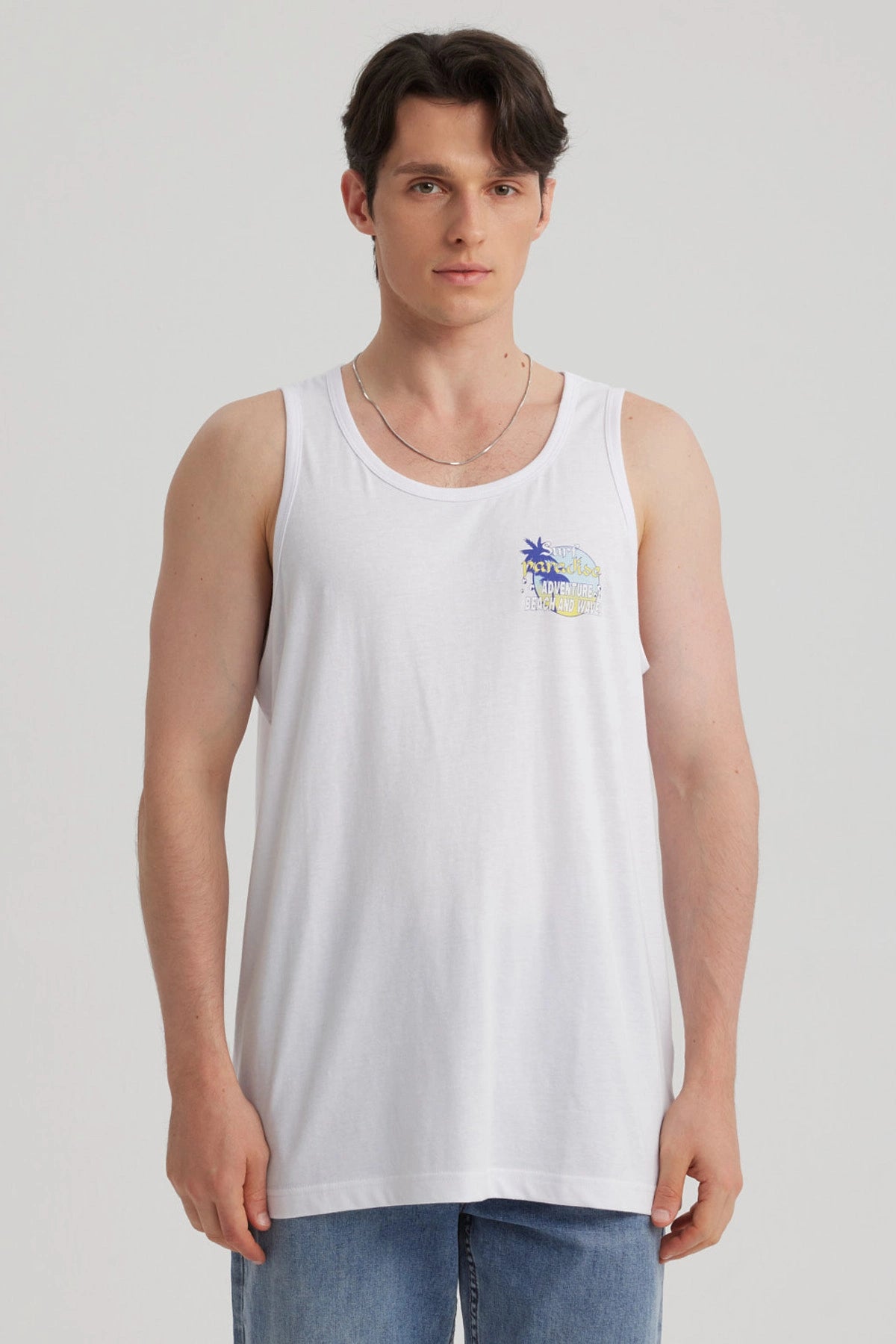 Polera Hombre Estampado Blanco