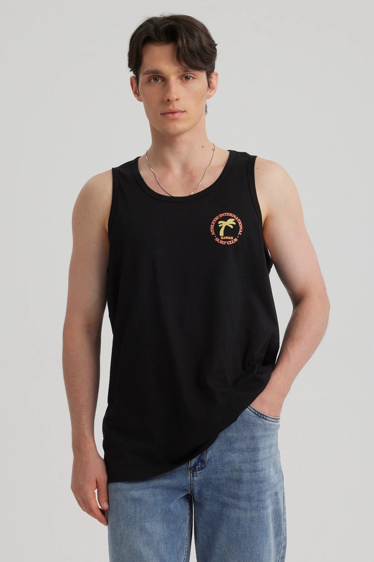 Polera Hombre Estampado Negro