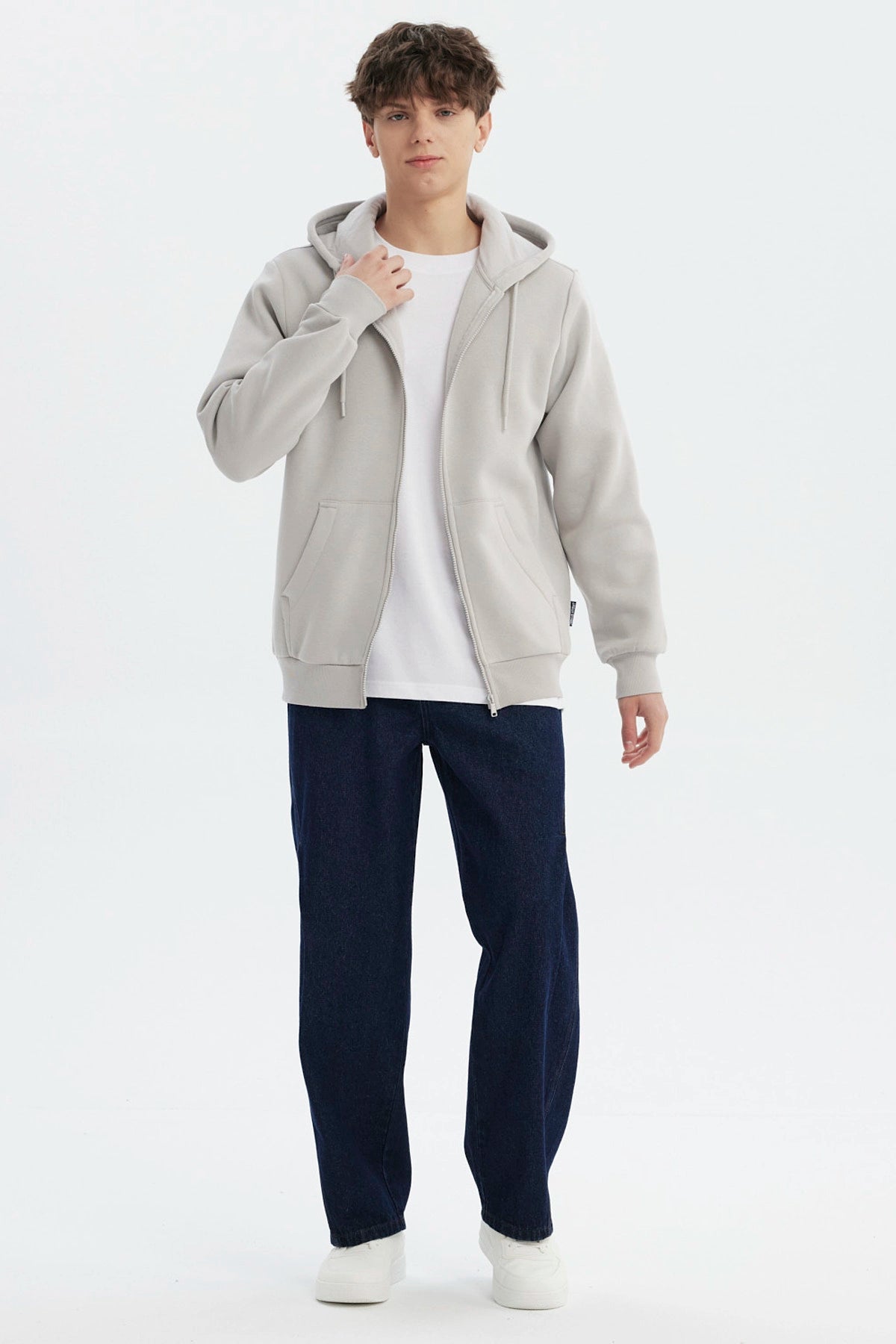 Polerón Hombre Full Zipper Basico Gris
