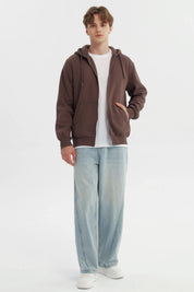 Polerón Hombre Full Zipper Basico Chocolate