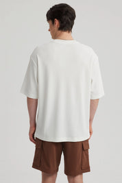 Polera Hombre Oversize Bordada Blanco