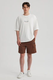 Polera Hombre Oversize Bordada Blanco