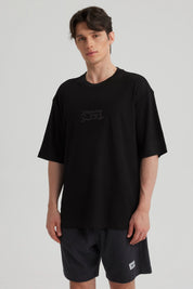 Polera Hombre Oversize Bordada Negro
