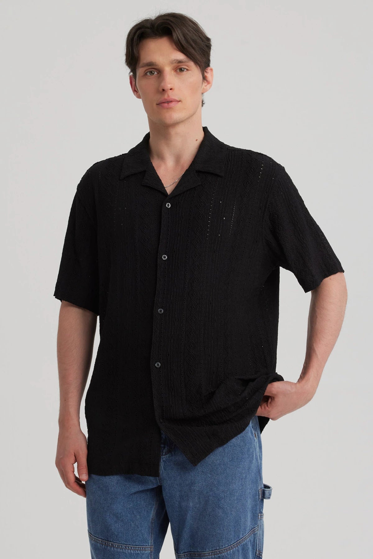 Camisa Hombre Transparente Negro