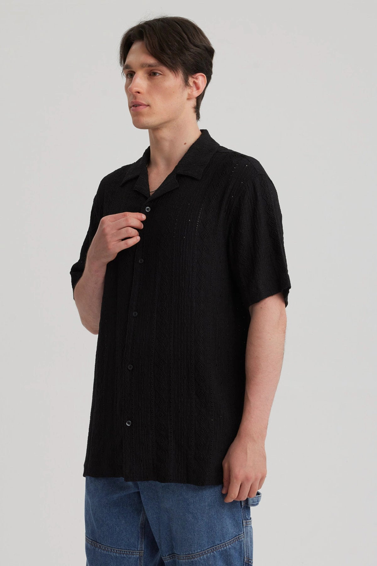Camisa Hombre Transparente Negro