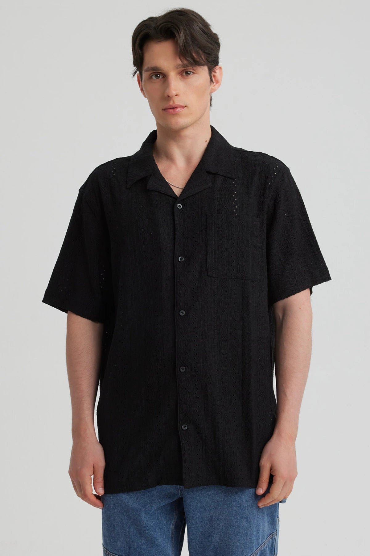Camisa Hombre Textura Negro