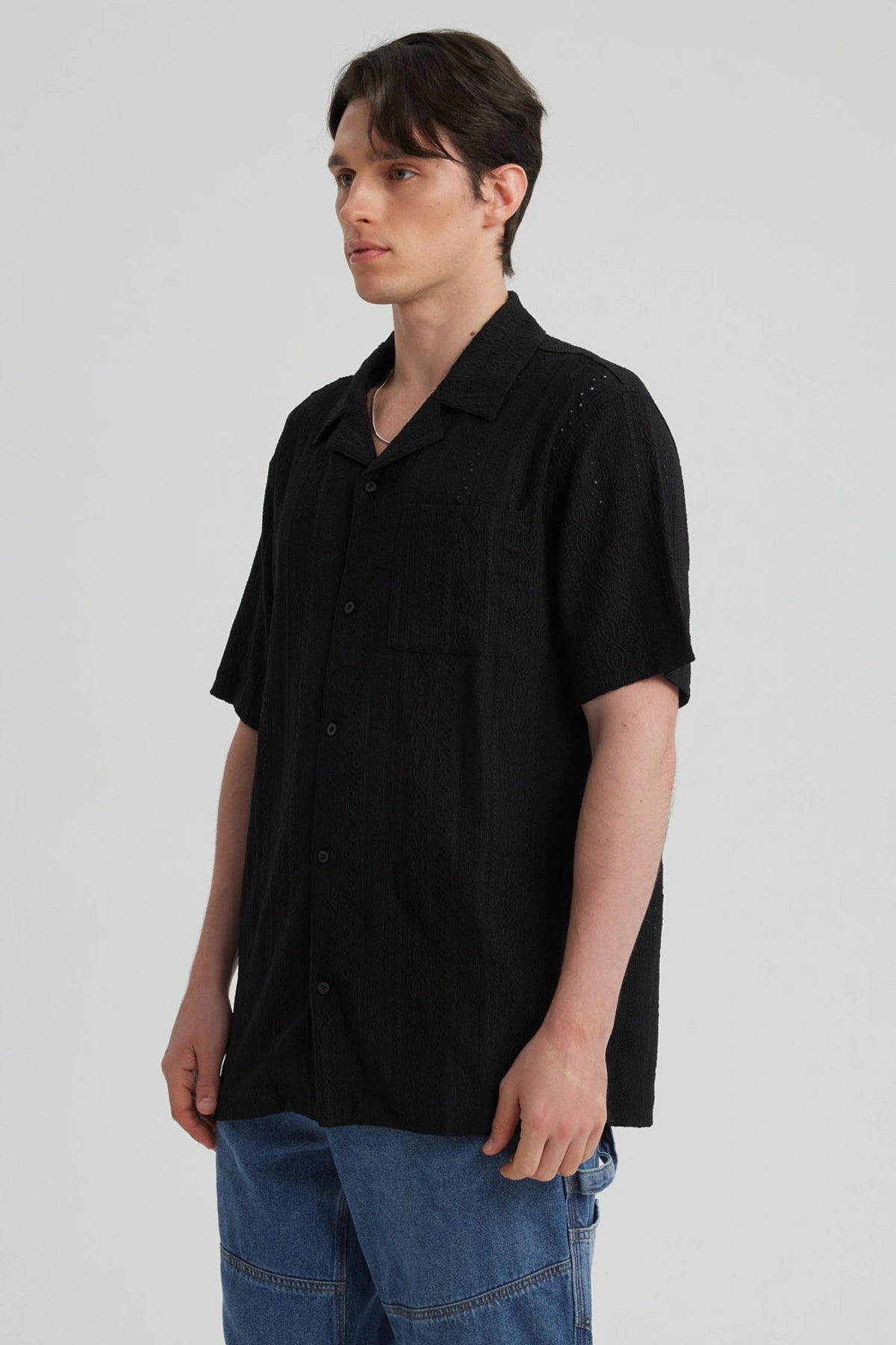 Camisa Hombre Textura Negro