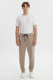 Pantalón Buzo Hombre Juvenil Pitillo Beige Oscuro