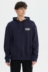 Polerón Hombre Slim Con Gorro Azul Marino