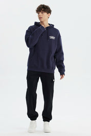 Polerón Hombre Slim Con Gorro Azul Marino