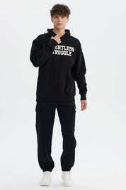 Polerón Hombre Slim Con Gorro Negro