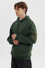 Polerón Hombre Slim Con Gorro Verde Militar