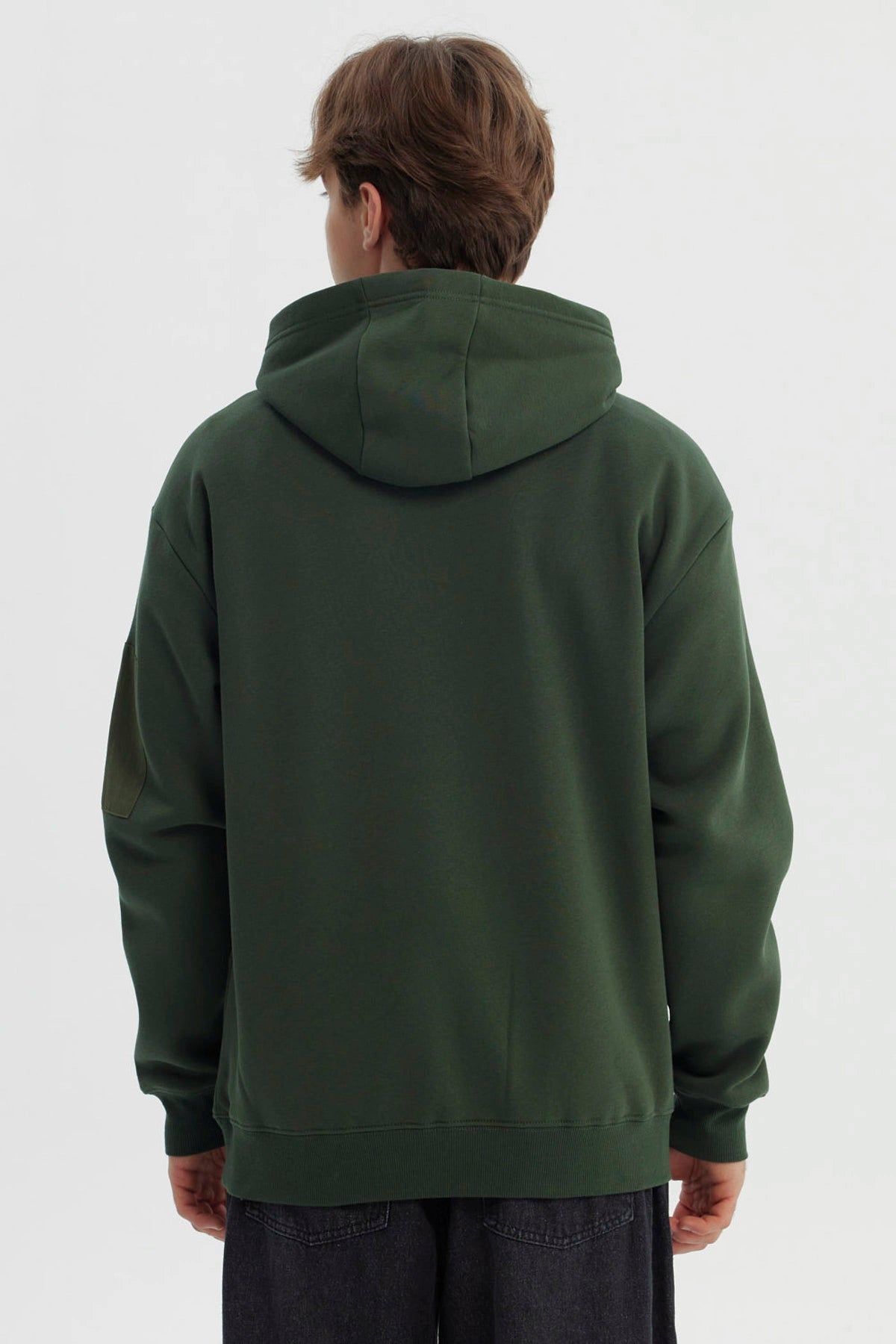 Polerón Hombre Slim Con Gorro Verde Militar