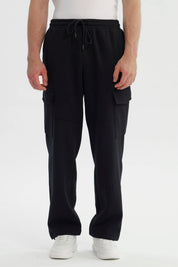 Pantalón Buzo Hombre Calce Recto Negro