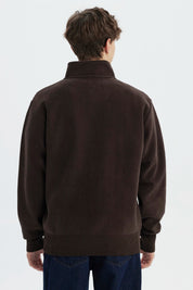 Sweater Hombre Slim Half Zipper Café Oscuro