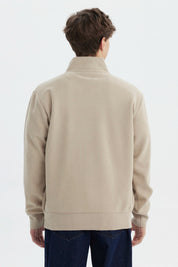 Sweater Hombre Slim Half Zipper Beige