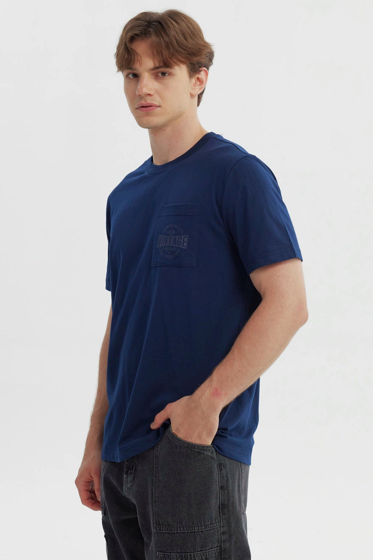 Polera Hombre Regular Azul Marino