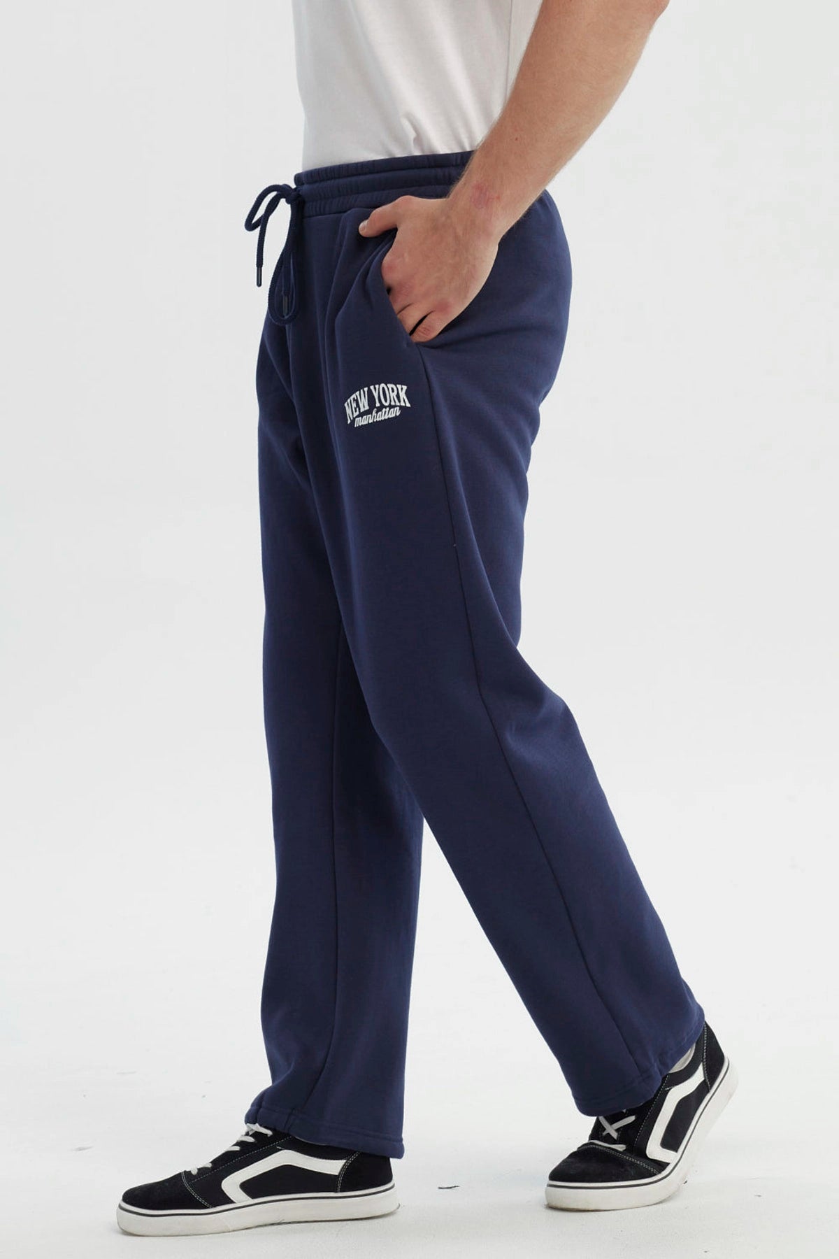 Pantalón Buzo Hombre Calce Recto Azul Marino