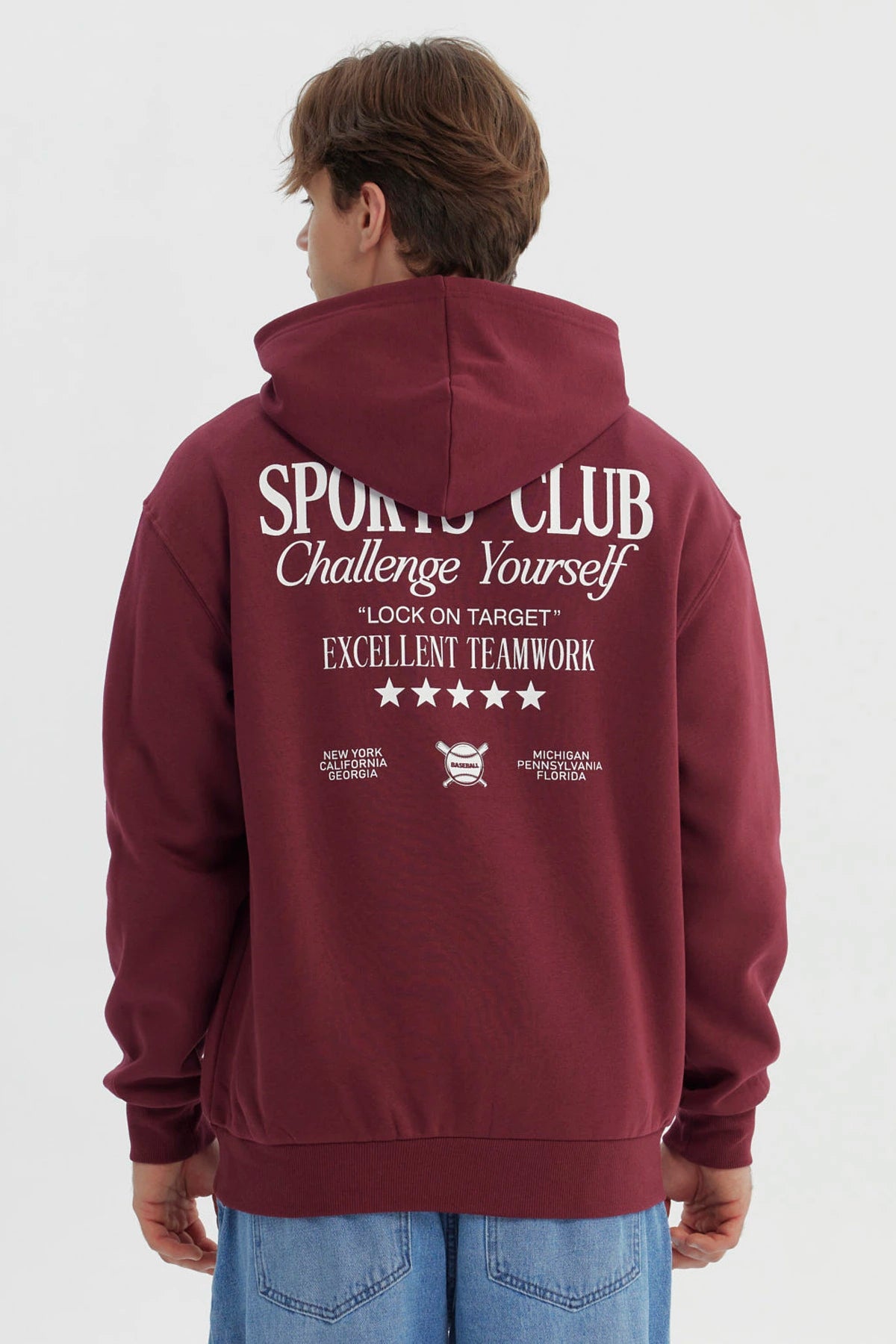 Polerón Hombre Oversize Burdeo