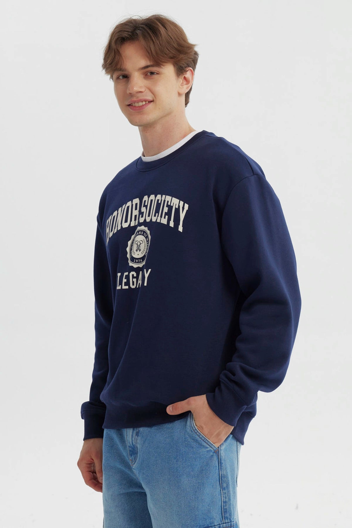 Polerón Hombre Oversize Azul Marino