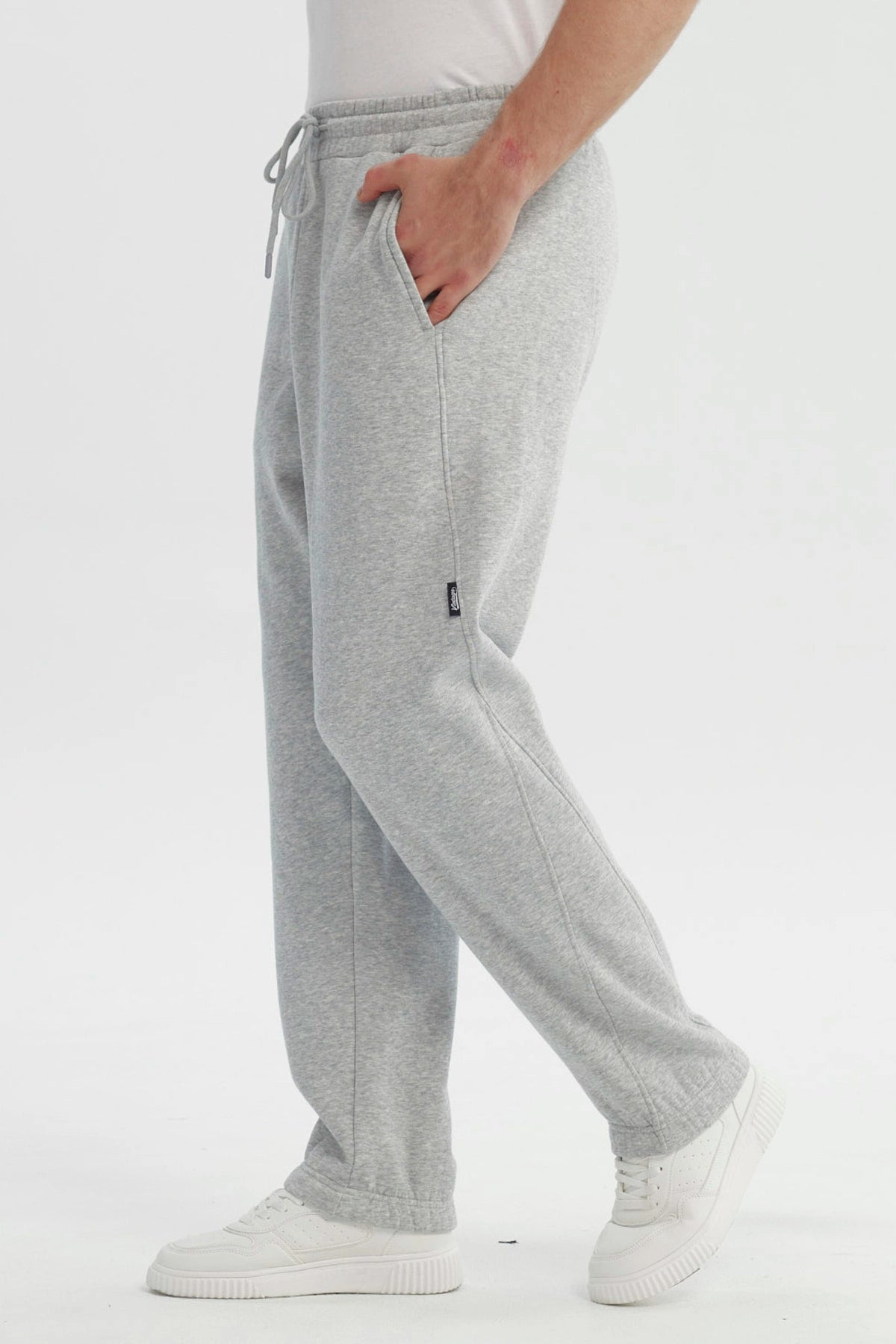 Pantalón Buzo Hombre Amplio Gris Melange