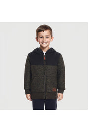 Sweater Niño Full Zipper Verde Militar