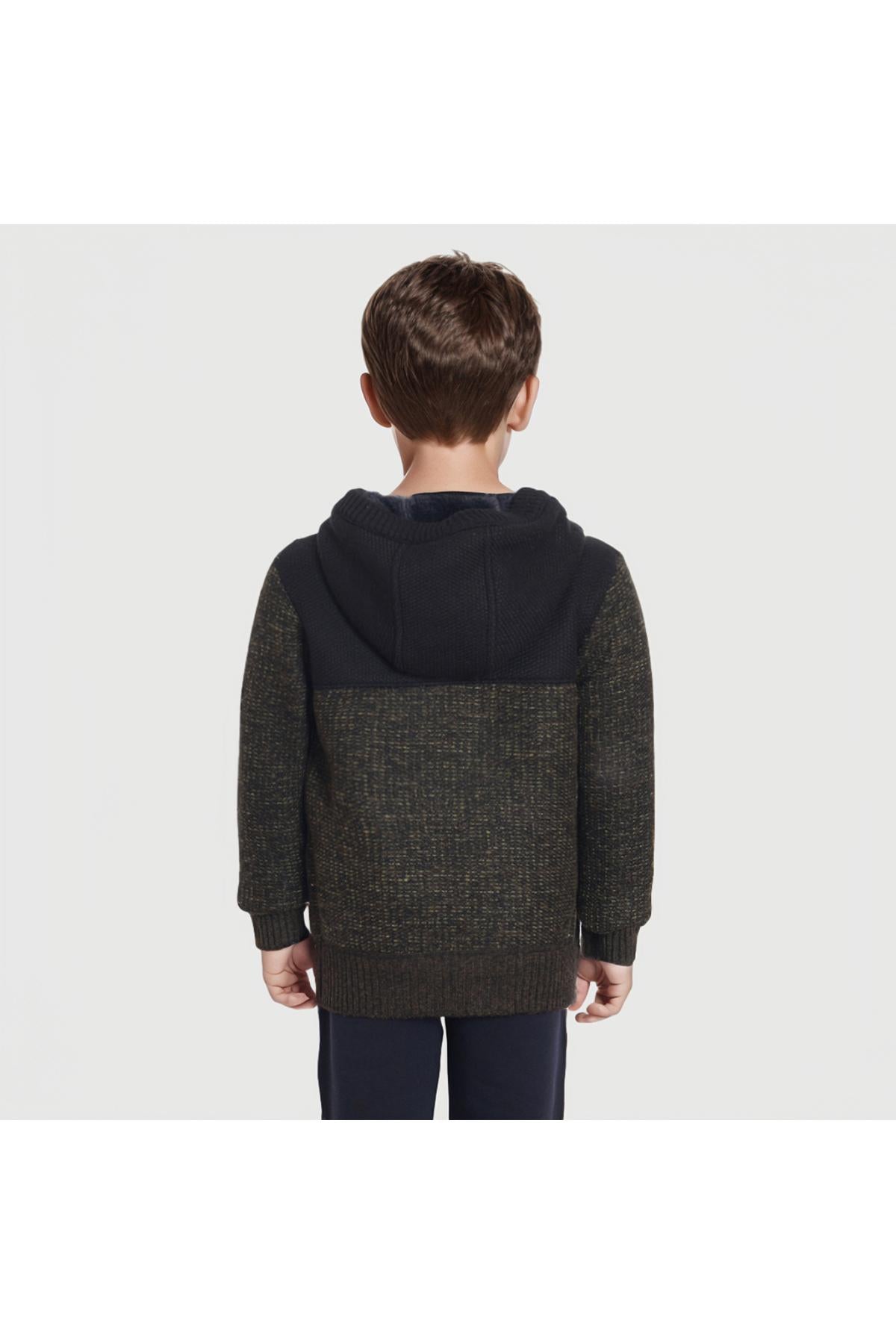 Sweater Niño Full Zipper Verde Militar