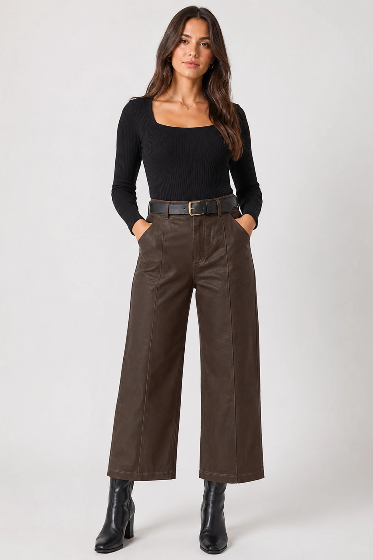 Pantalón Mujer Recto Chocolate