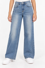 Jeans Wide Leg Niña Azul