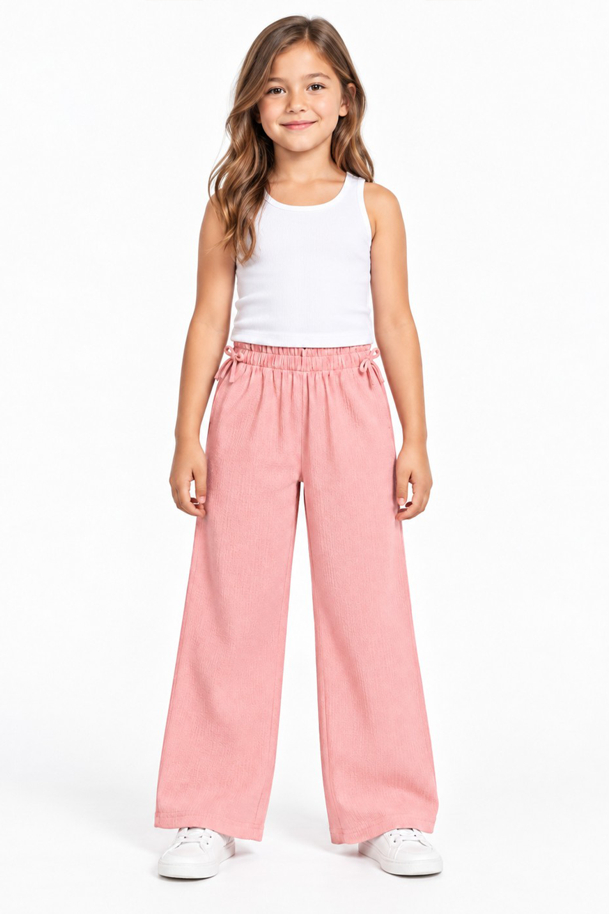 Pantalón Wide Leg Niña Rosado