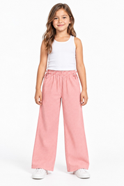 Pantalón Wide Leg Niña Rosado