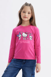 Polera Niña Hello Kitty Y Sus Amigos Fucsia