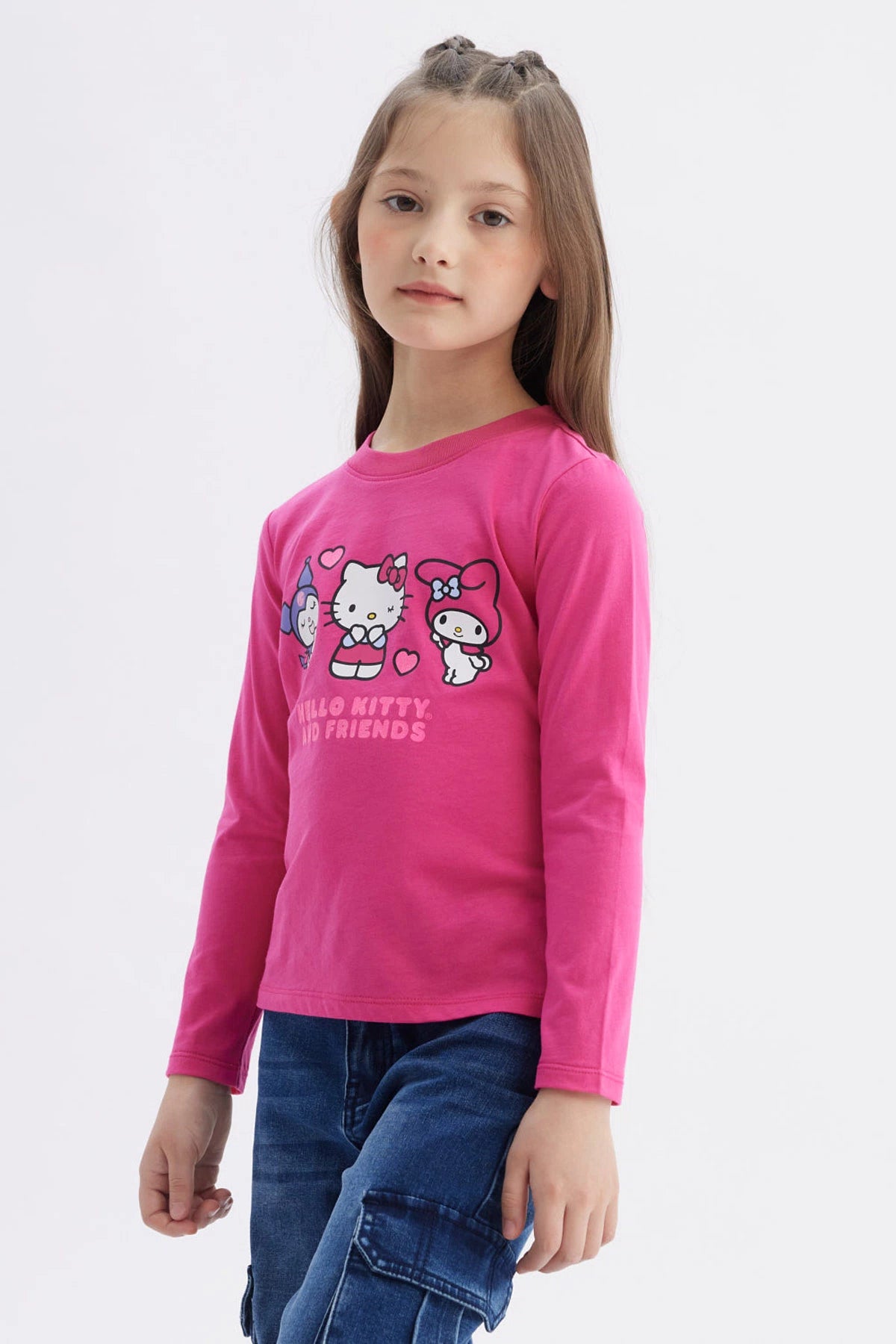 Polera Niña Hello Kitty Y Sus Amigos Fucsia