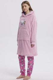 Pijama Mujer Largo Polar Hello Kitty Rosado