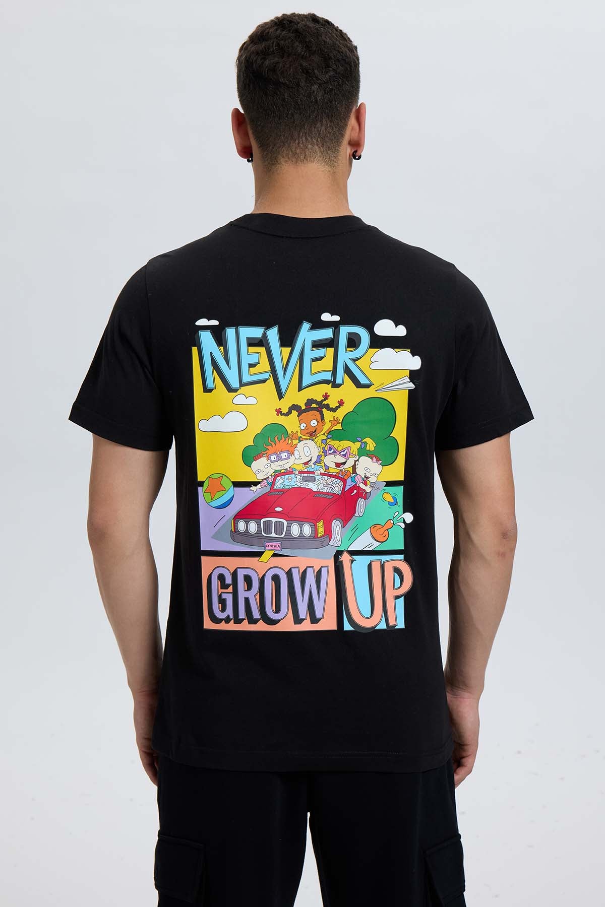 Polera Hombre Acid Wash Rugrats Negro
