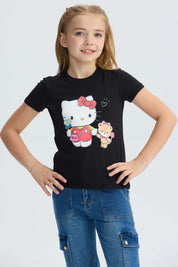 Polera Niña Hello Kitty Negro