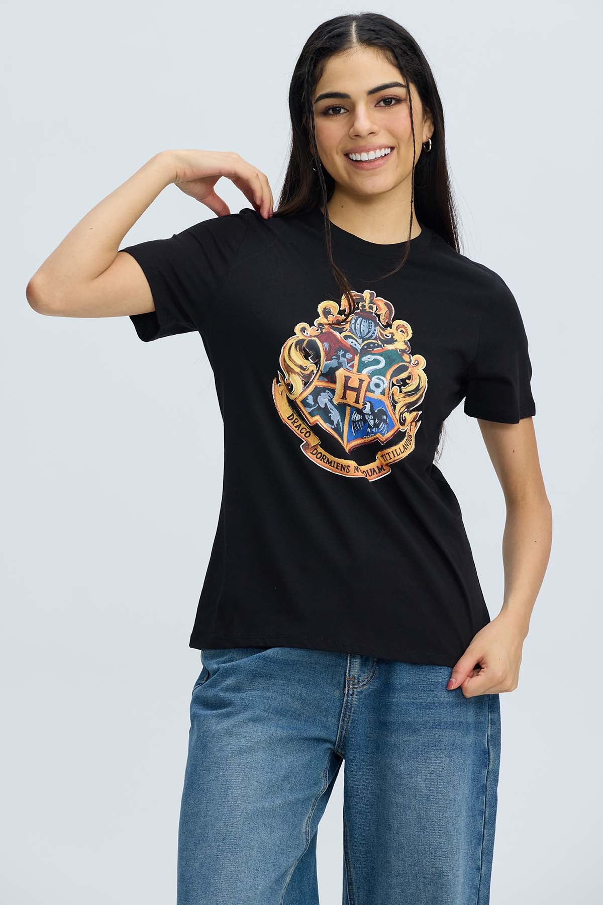 Polera Mujer Harry Potter Negro con estampado