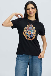 Polera Mujer Harry Potter Negro con estampado