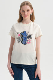 Polera Mujer Mickey Beige