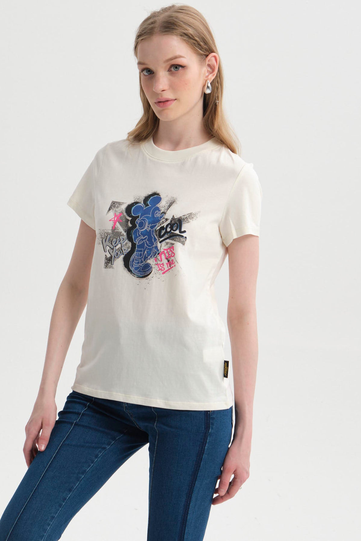 Polera Mujer Mickey Beige