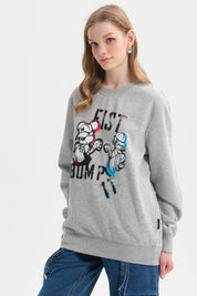 Polerón Mujer Mickey Gris Melange