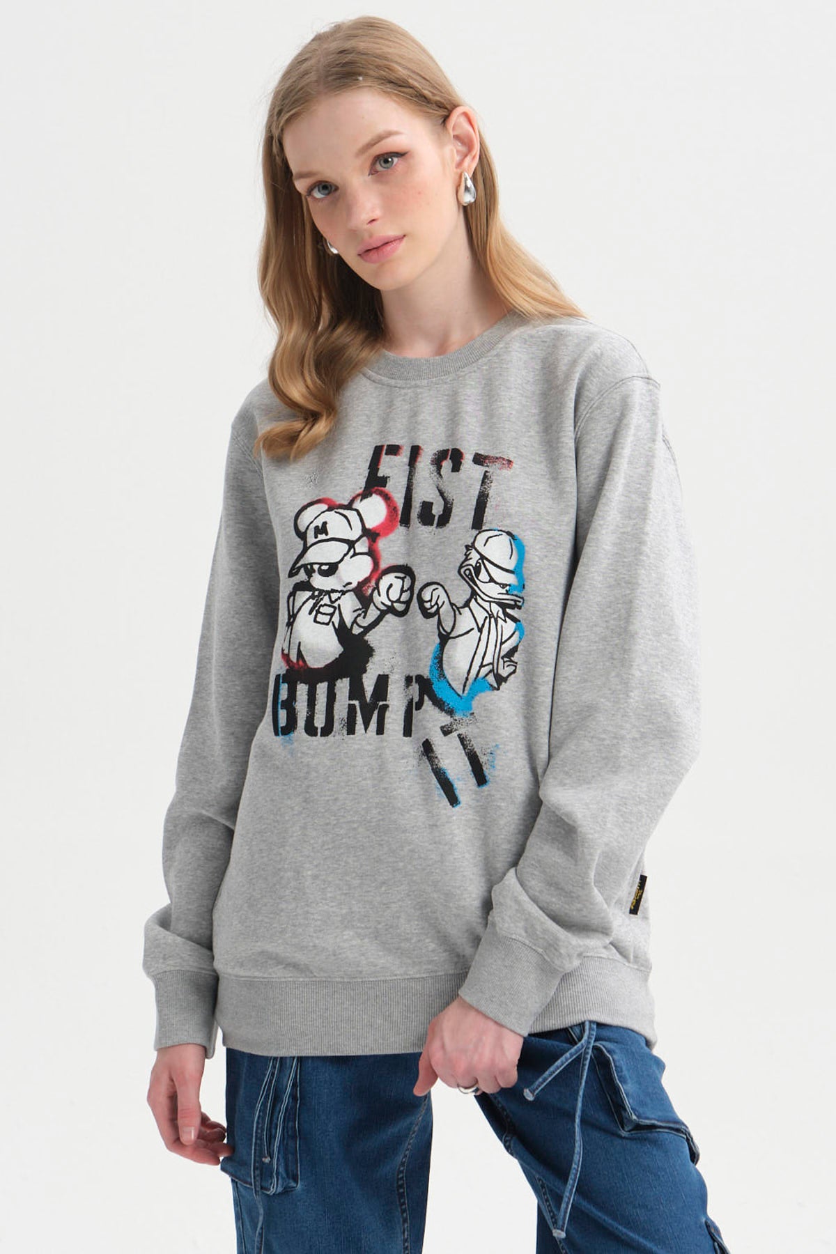Polerón Mujer Mickey Gris Melange