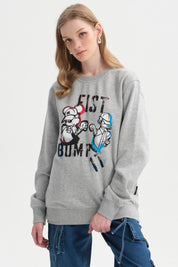Polerón Mujer Mickey Gris Melange