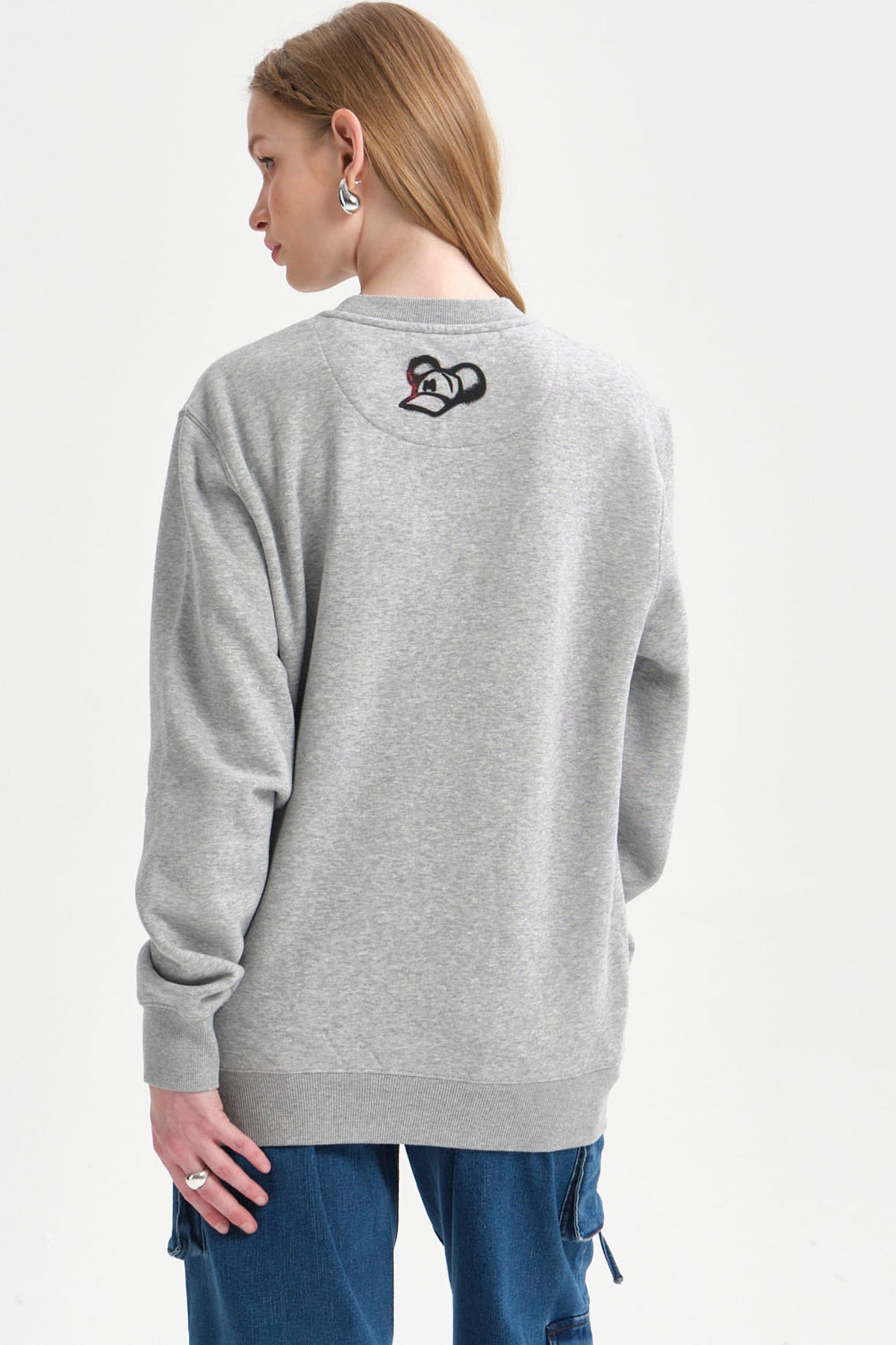 Polerón Mujer Mickey Gris Melange