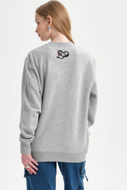 Polerón Mujer Mickey Gris Melange