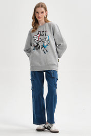 Polerón Mujer Mickey Gris Melange